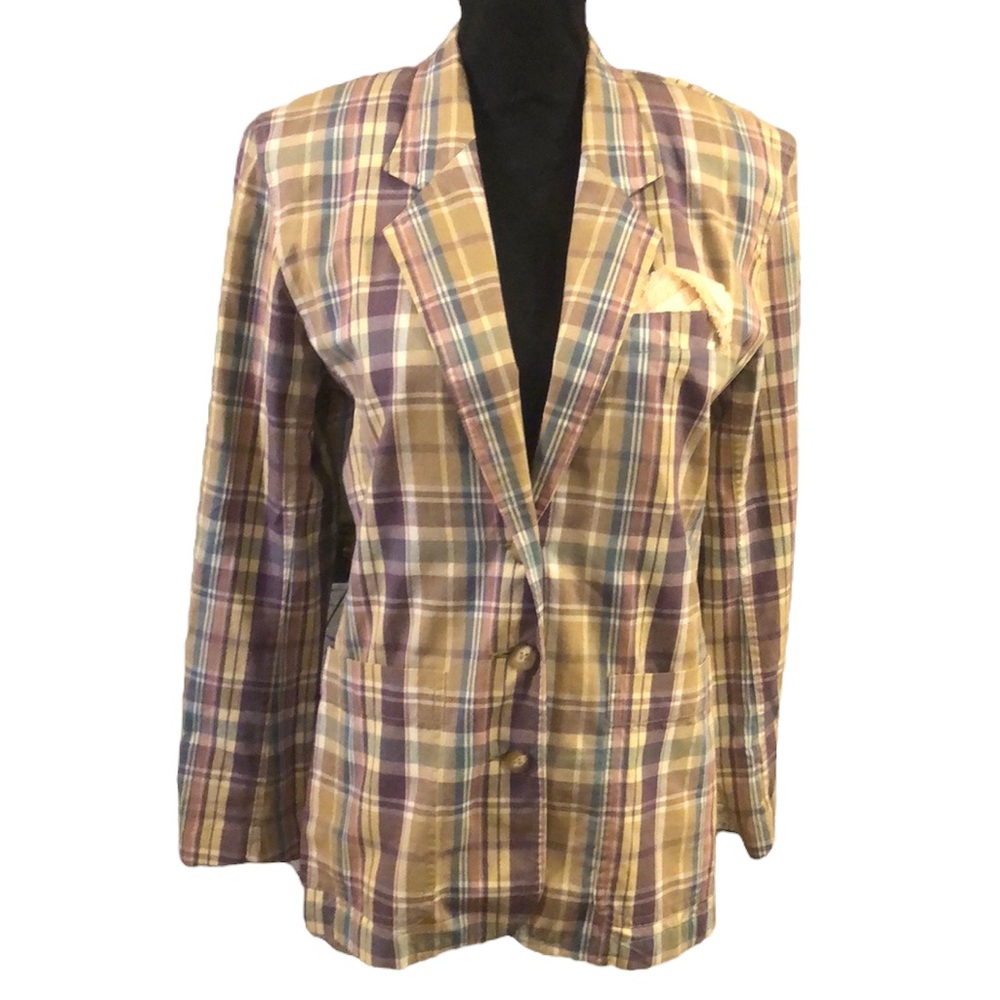 VINTAGE LIZSPORT PLAID BOXY BLAZER MULTICOLORED SIZE SP